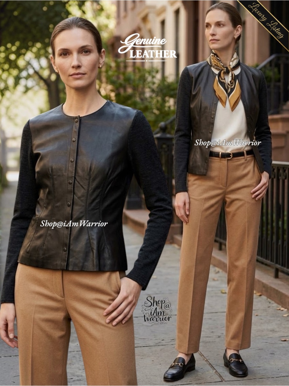 Carlisle Black Genuine Leather Mixed Media Knit Jacket Snap Cardigan Jacket